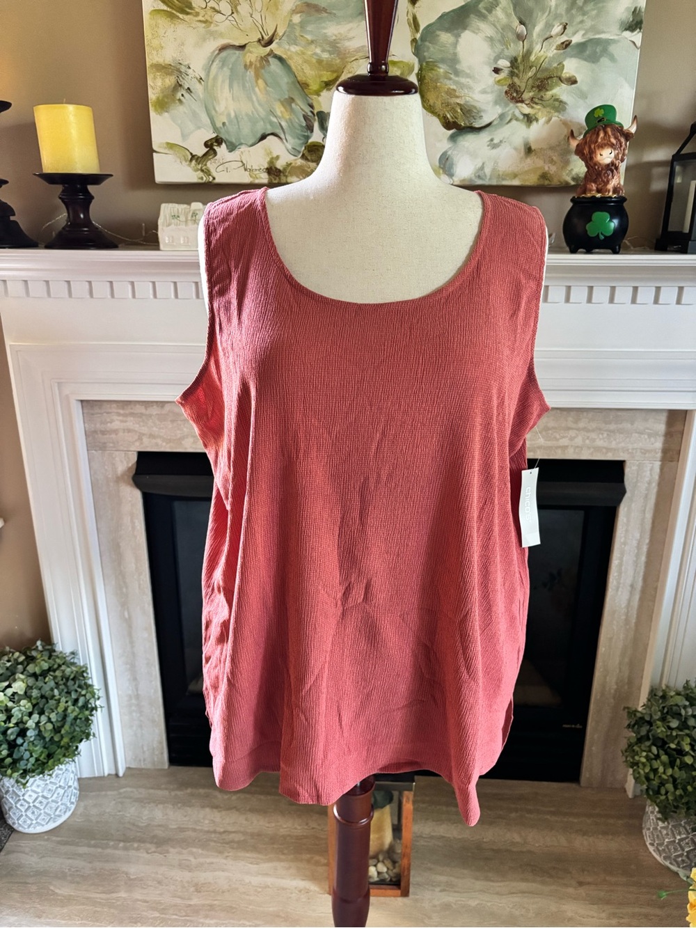 *NEW* Chico’s Travelers Modern Texture Desert Coral Tank - Size 20/22